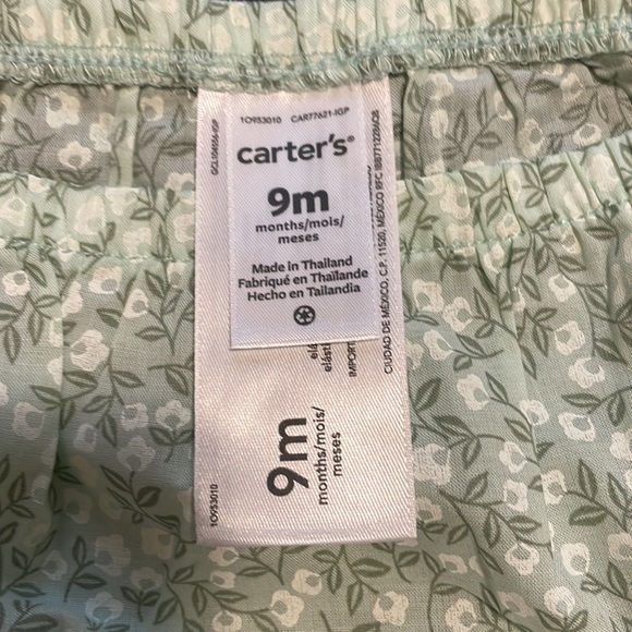 Carter’s green floral flutter sleeve top and diaper cover set 3 piece - Picture 7 of 7